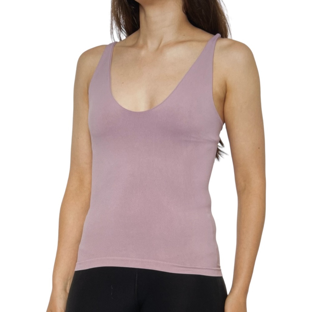 Free People Intimately Seamless V-Neck Camisole Built in Bra Lavender M/L NWT